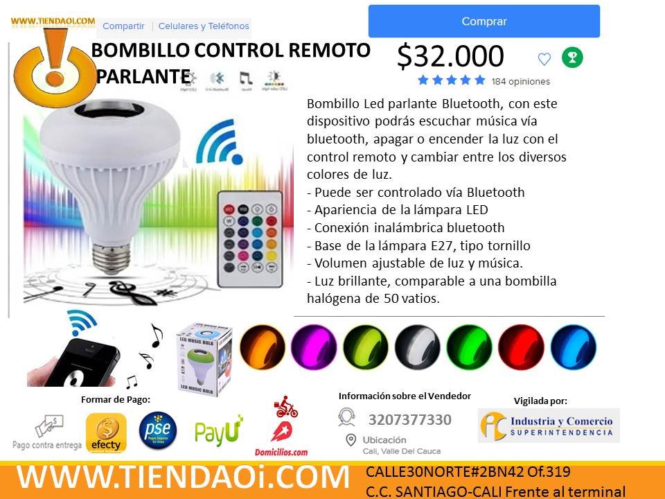 BOMBILLO A CONTROL REMOTO PARLANTE - Imagen 2