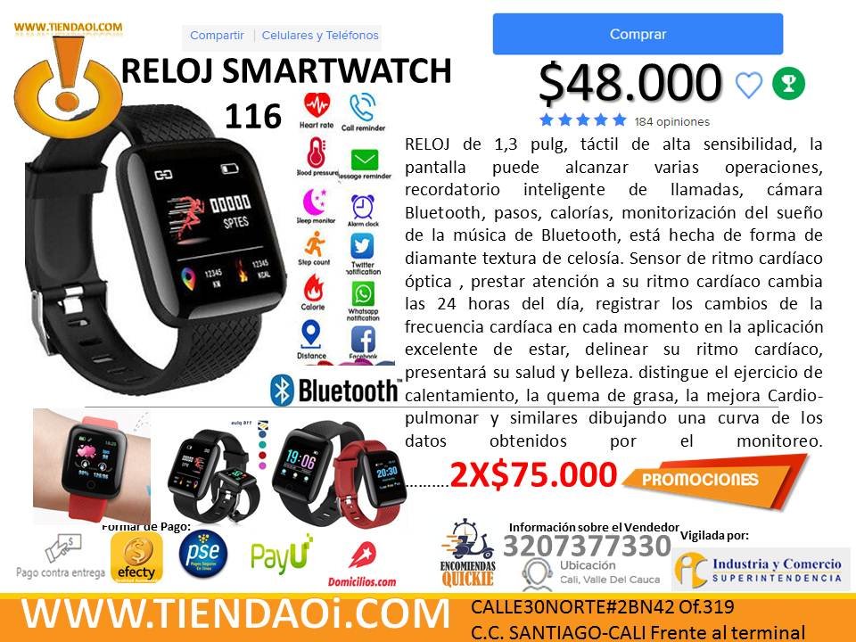 Smartwatch 116 Características Online, 56% OFF | www.ingeniovirtual.com
