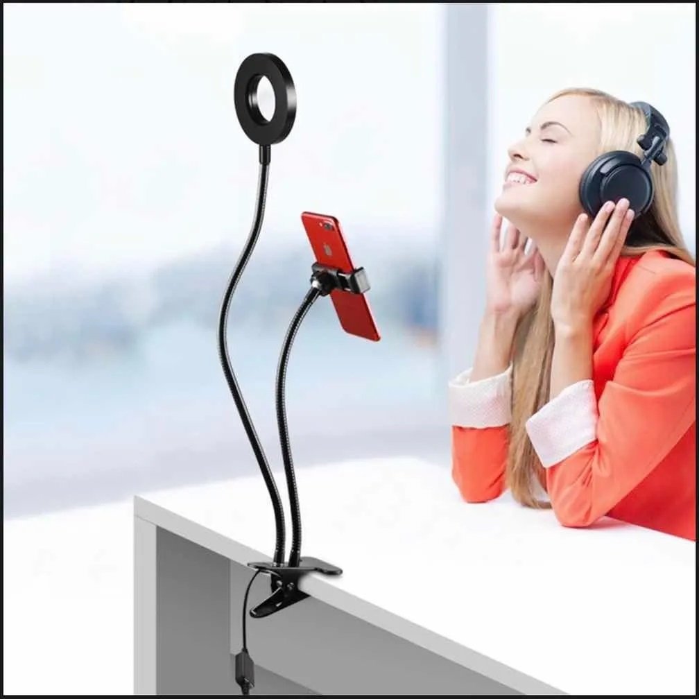 ARO DE LUZ CON GANCHO PORTA CELULAR flexible