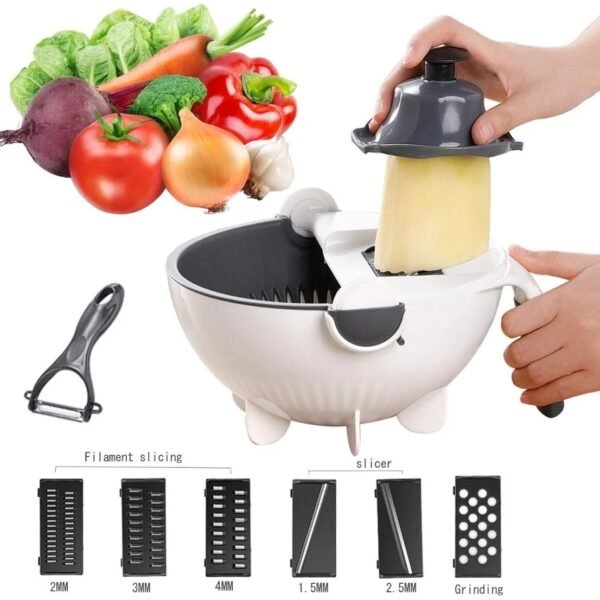 RAYADOR CORTADOR DE VERDURAS GIRATORIO 9EN1