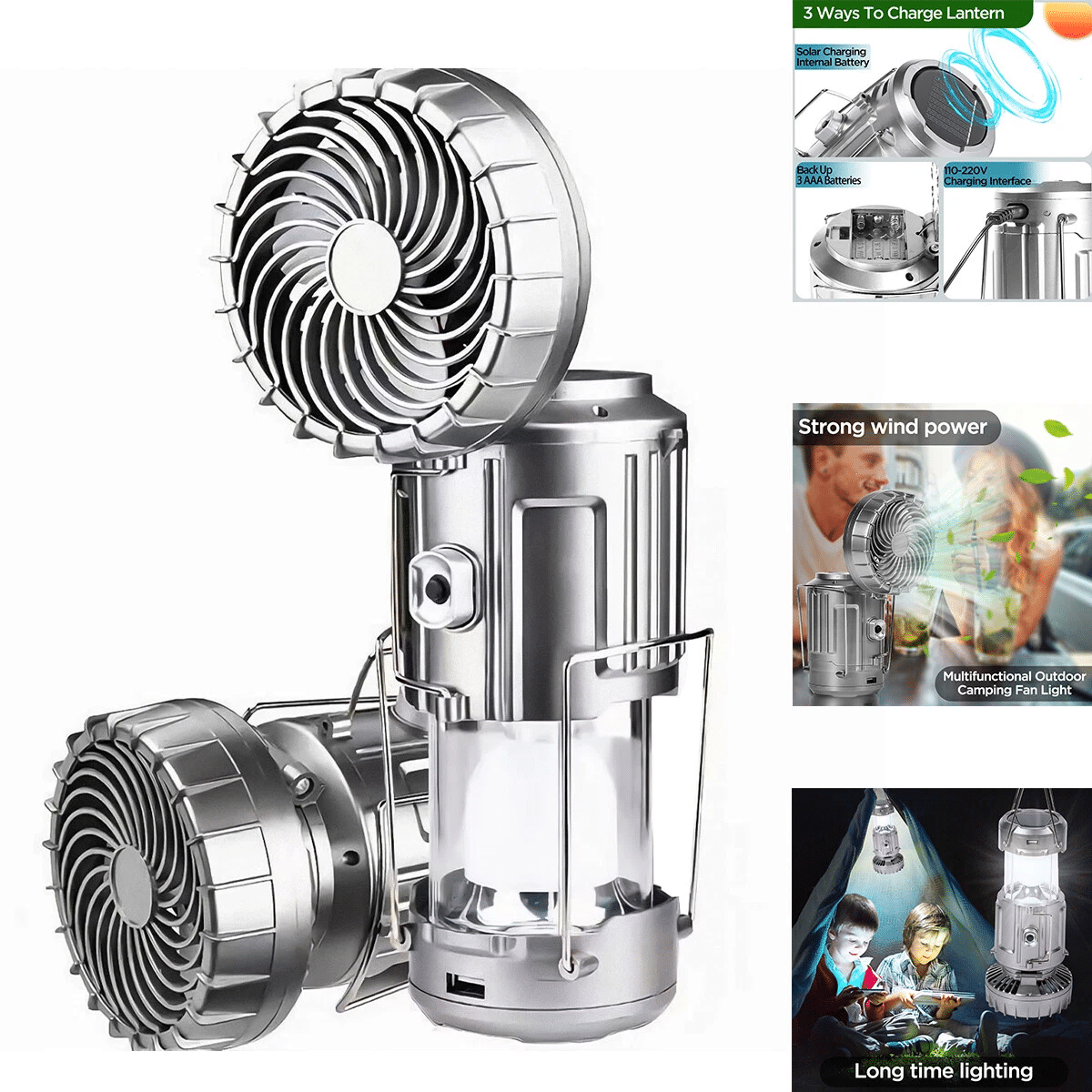 LINTERNA VENTILADOR SOLAR CAMPING GSH-9299 Promo combo - Imagen 4
