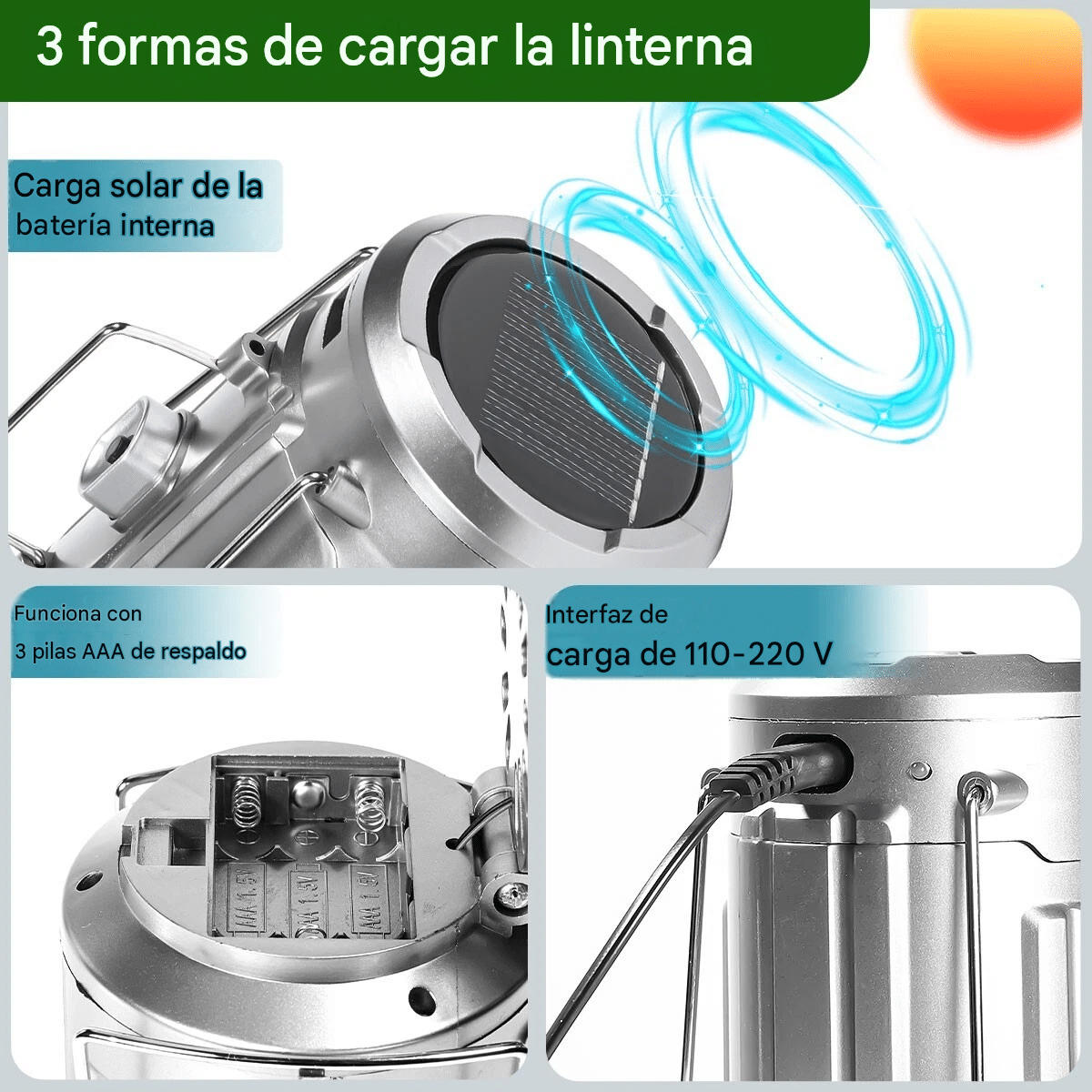 LINTERNA VENTILADOR SOLAR CAMPING GSH-9299 Promo combo - Imagen 6