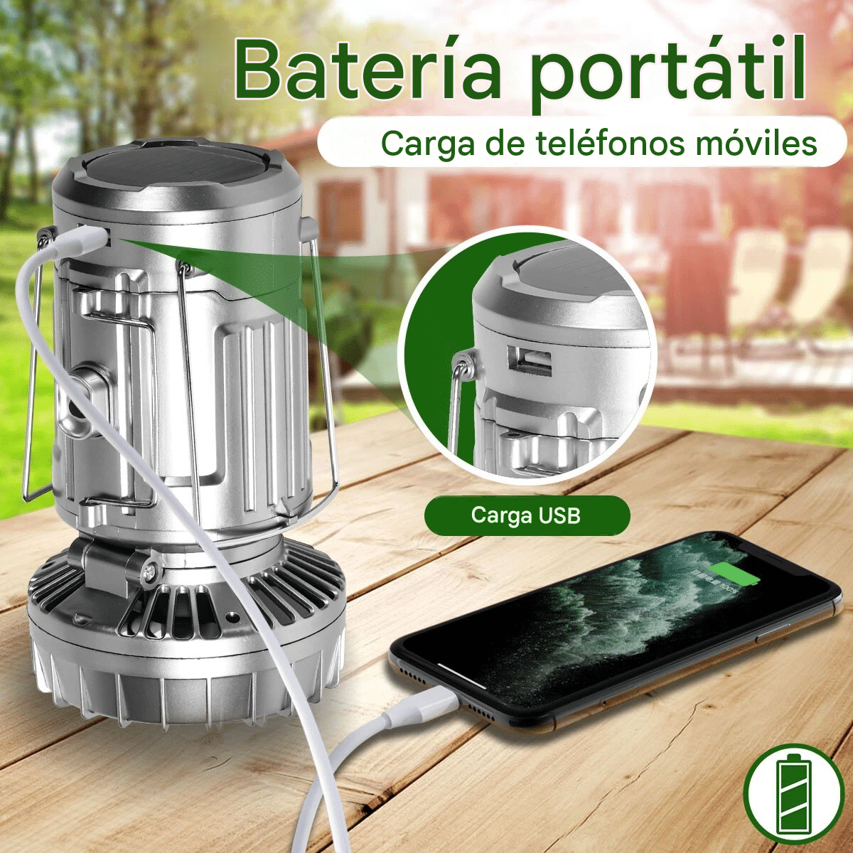 LINTERNA VENTILADOR SOLAR CAMPING GSH-9299 Promo combo - Imagen 5