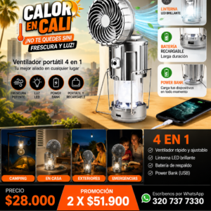 LINTERNA VENTILADOR SOLAR CAMPING GSH-9299 Promo combo