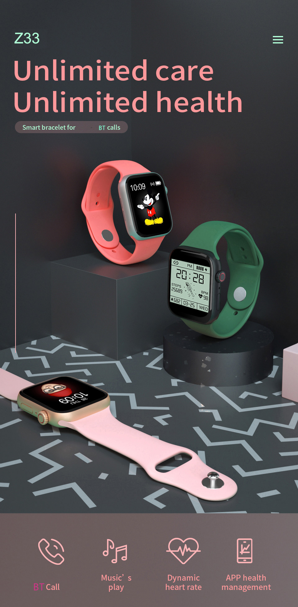 RELOJ SMARTWATCH7 Z33 BT 1,44 pulg-salud pista FitPro - Imagen 2