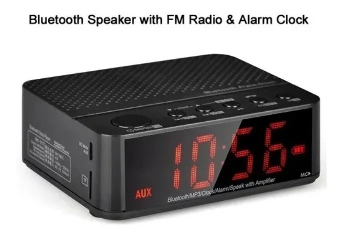 Reloj Despertador Altavoz Bluetooth Recargable Micro Sd Mp3 - Imagen 2