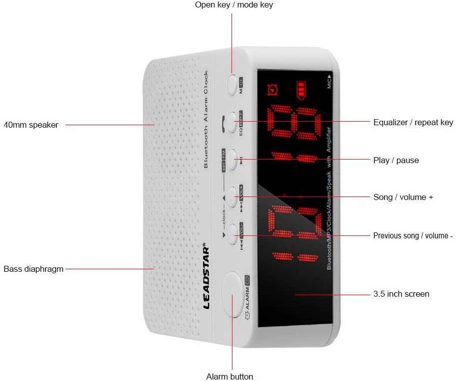 Reloj Despertador Altavoz Bluetooth Recargable Micro Sd Mp3 - Imagen 6