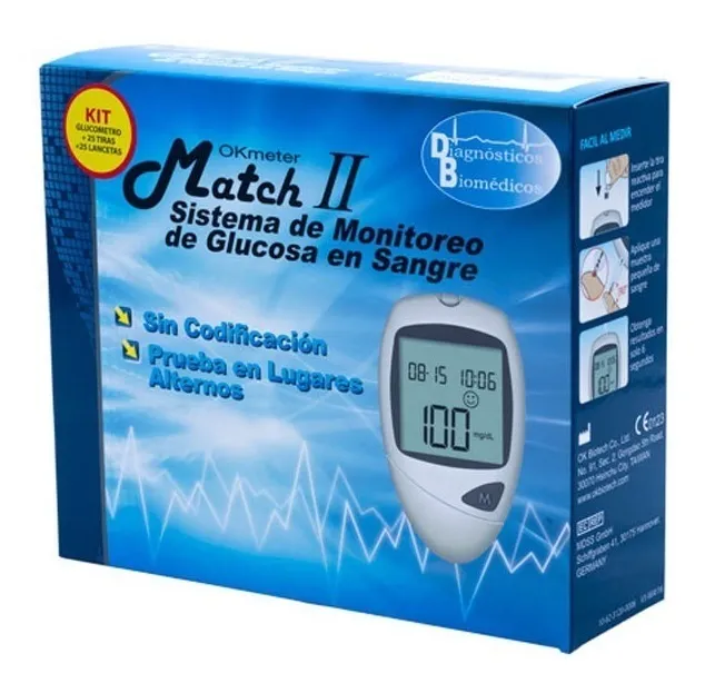GLUCOMETRO Match Ii + 25 Tiras + 25 Lancetas Con Estuche