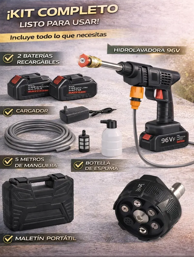 HIDROLAVADORA INHALAMBRICA PORTATIL 2Pilas boquilla 6chorros - Imagen 18