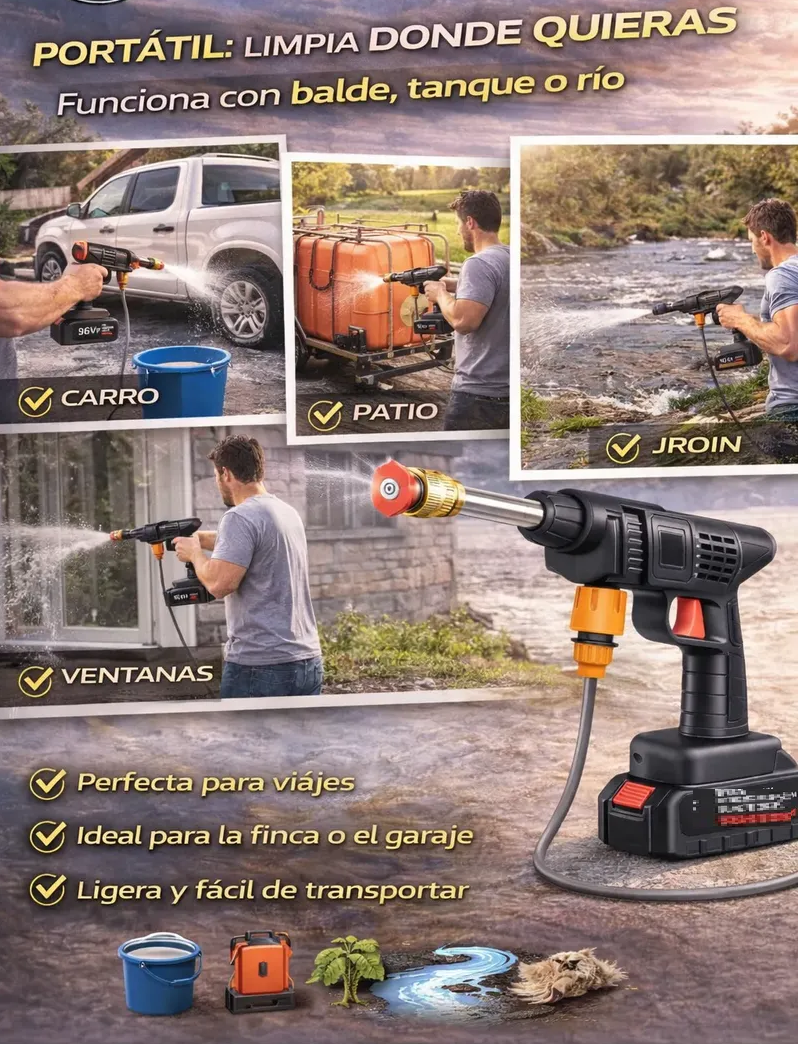 HIDROLAVADORA INHALAMBRICA PORTATIL 2Pilas boquilla 6chorros - Imagen 19