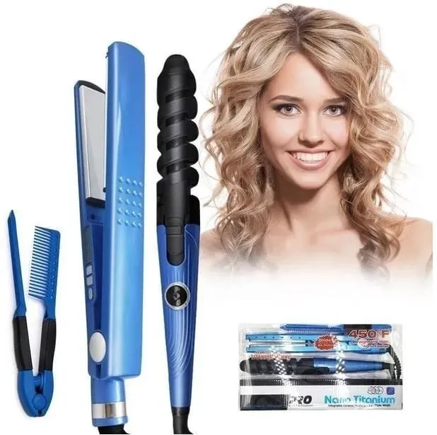 PLANCHA RIZADORA Y PEINETA PRO NANO tipobabyliss TITANIUM 450f
