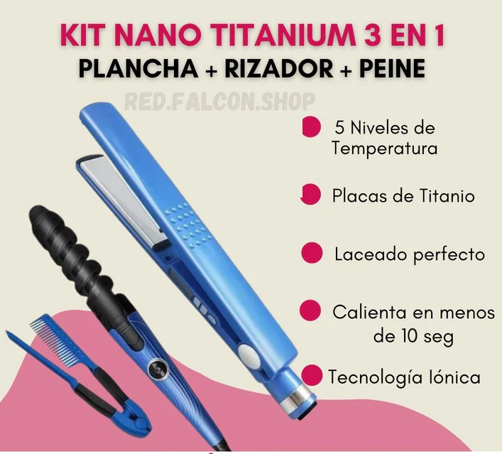 PLANCHA RIZADORA Y PEINETA PRO NANO tipobabyliss TITANIUM 450f - Imagen 7