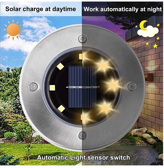 LAMPARA SOLAR 8LED jardin metal 2x40mil - Imagen 6