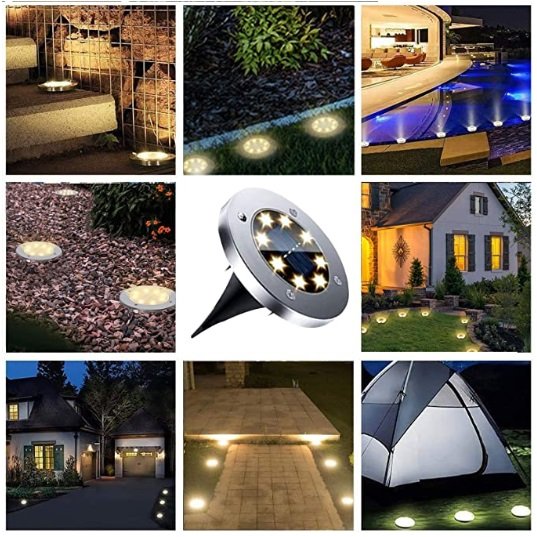 LAMPARA SOLAR 8LED jardin metal 2x40mil - Imagen 3