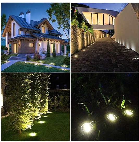 LAMPARA SOLAR 8LED jardin metal 2x40mil - Imagen 2