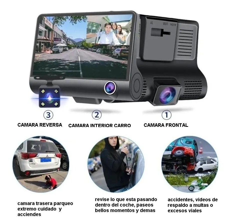 CÁMARA AUTO PORTATIL 3 LENTES JIANGENG full hd 1080p jg-x001 - Imagen 2