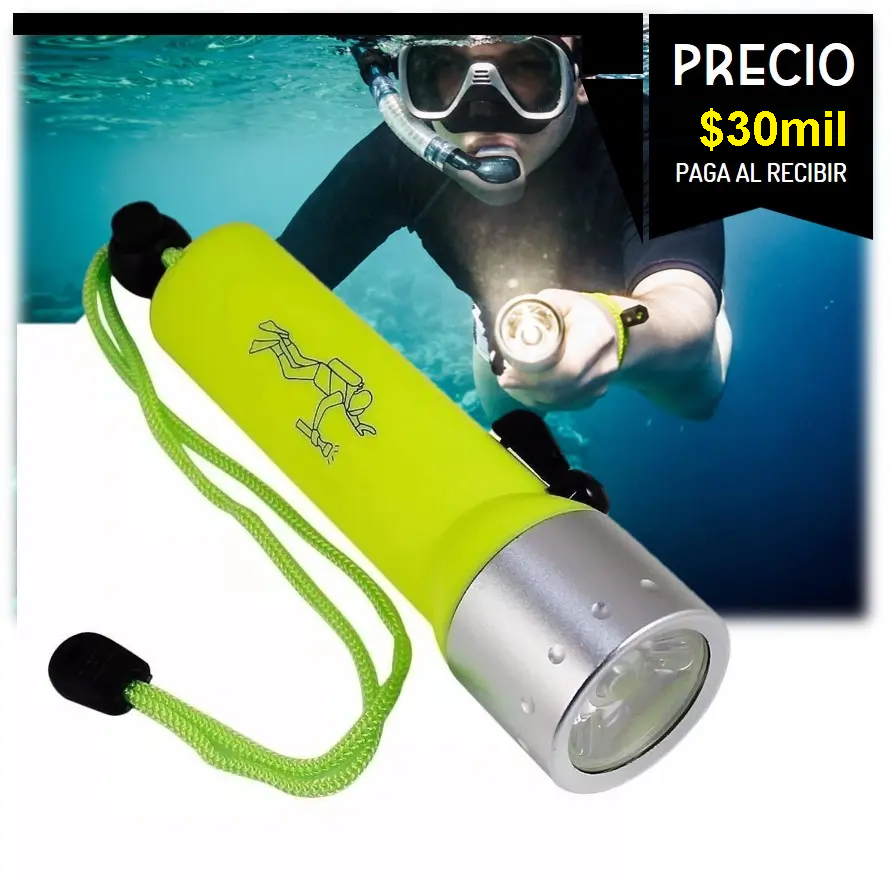 LINTERNA SUMERGIBLE Buceo Guardavidas LED 15 Metros - Imagen 2