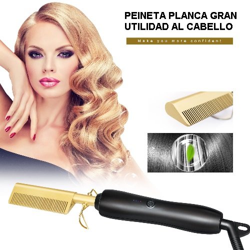 PLANCHA PEINETA Alisado Pelo Calor Gold ceramic prosfessional press comb