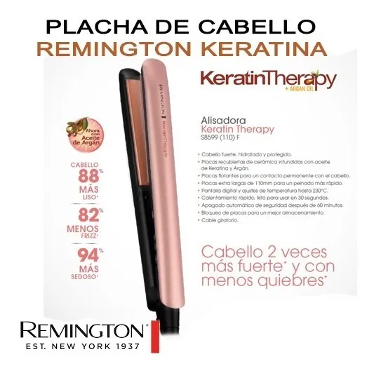 PLANCHA CABELLO tipo REMMINTONG Keratina Y Aceite De Argán Genérica - Imagen 6