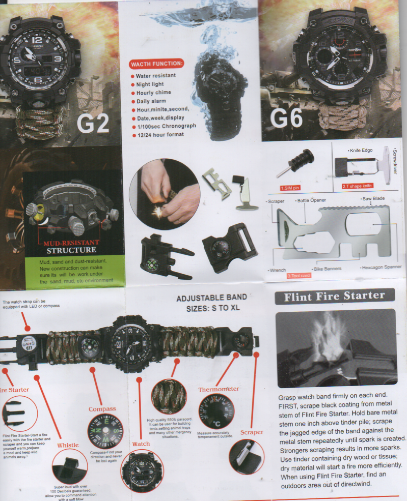 RELOJ TACTICO SUPERVIVENCIA g6 - Imagen 13