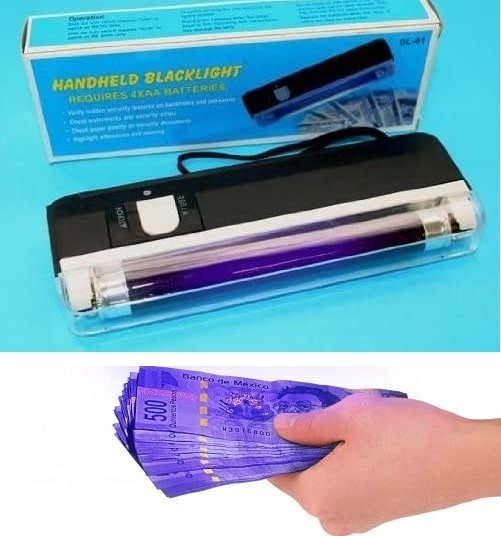 LAMPARA DETECTOR BILLETES FALSOS UV LINTERNA handhekd blackligth - Imagen 8