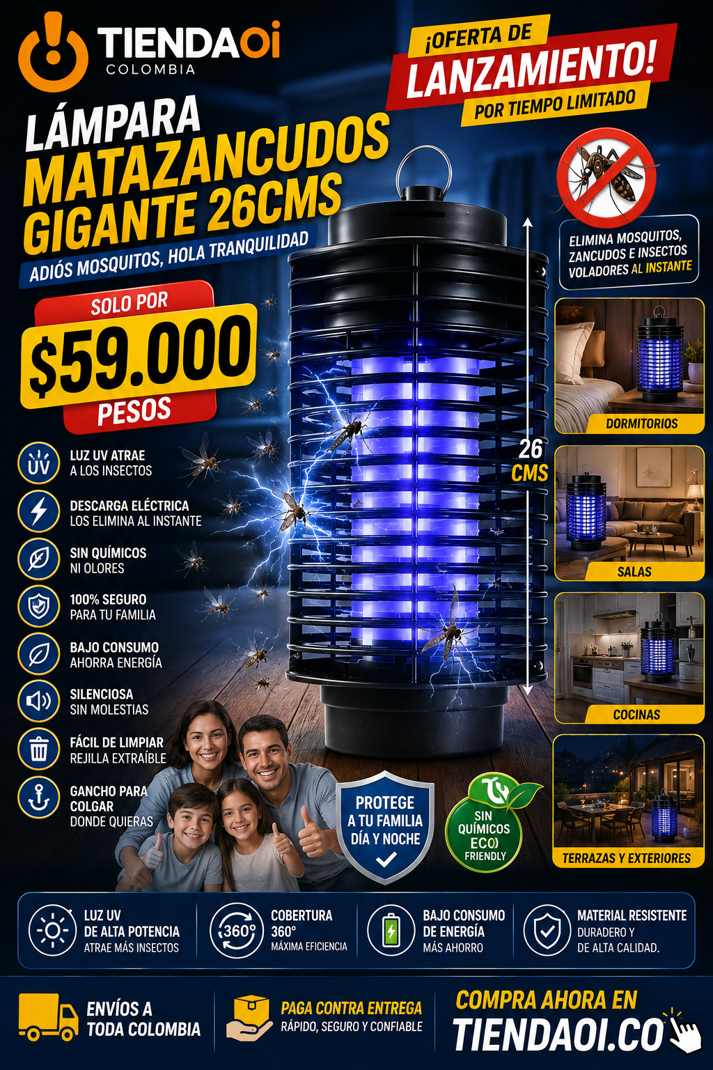 LAMPARA LED ELECTRICAL MOSQUITO MATAZANCUDOS KILLER - Imagen 13