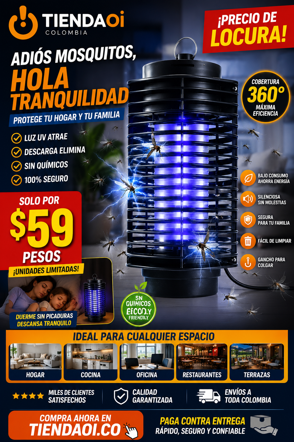 LAMPARA LED ELECTRICAL MOSQUITO MATAZANCUDOS KILLER - Imagen 14