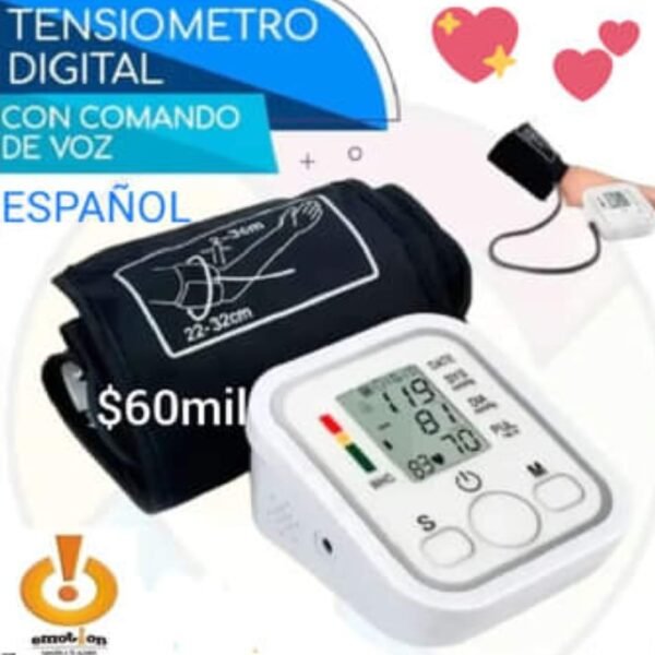 TENSIOMETRO MONITOR DE PRESION ARTERIAL voz español energia y pilas
