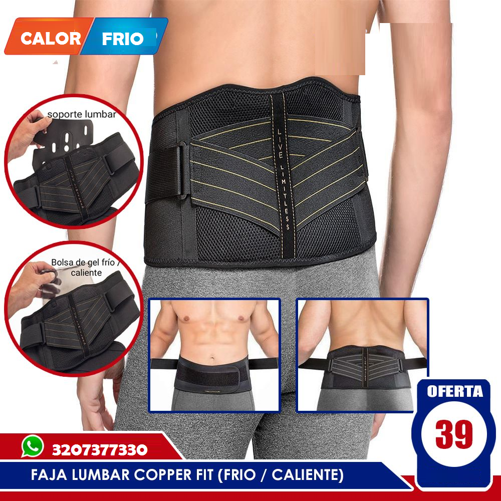 FAJA LUMBAR FUERZA Copper fit con pack gel-hilo cobre - Imagen 2
