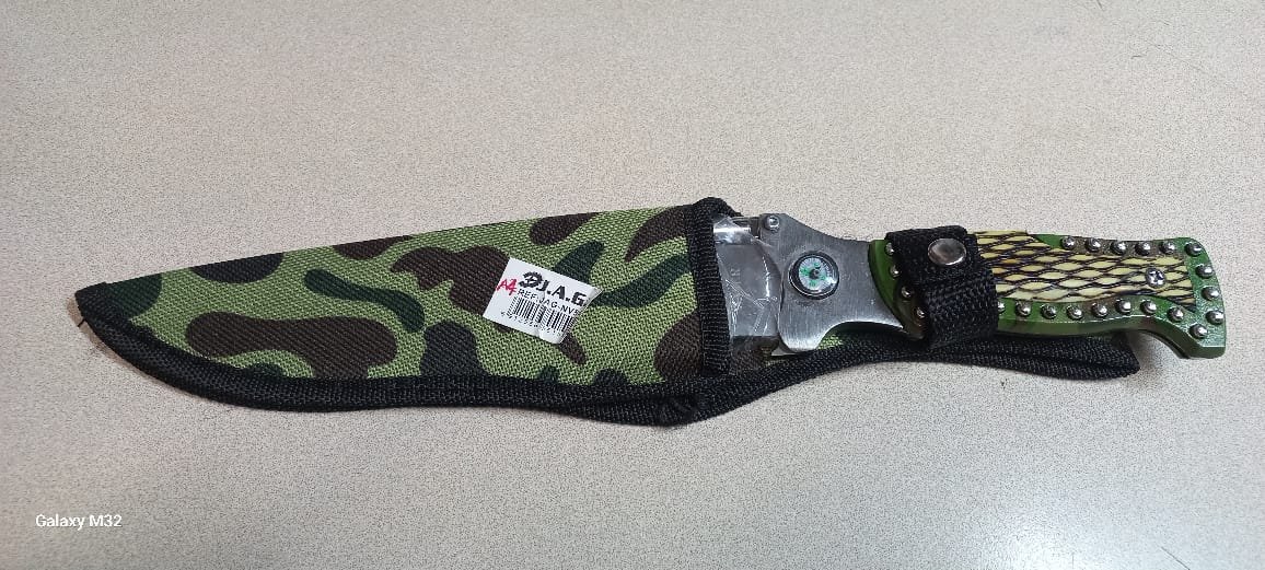 ESTUCHE PLATEADO Cuchillo daga brujula 29cm - Imagen 3