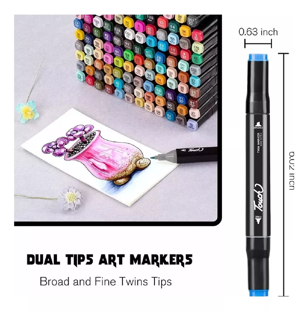 LAPIZ Marcador por 24pcs un kit estuche doble punta touch - Imagen 4