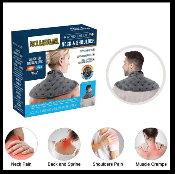 MASAJEADOR Cobre Fit Rapid Relief + Envoltura terapéutica ponderada para cuello y hombros