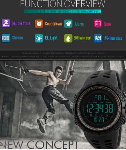 Reloj Tactico camuflado Skmei 1251 Sumergible 30mts - Imagen 6