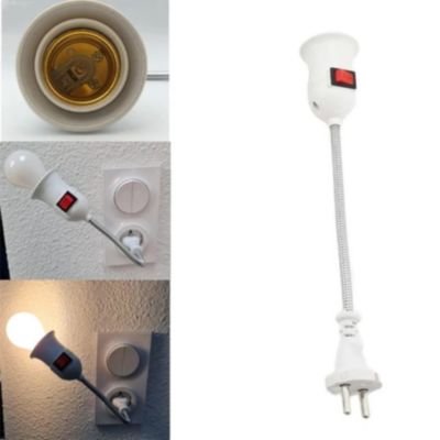 PLAFON bombillo Tomacorriente flexibe con interruptor