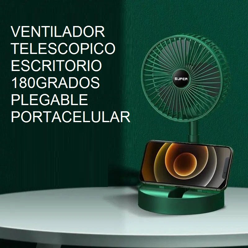 VENTILADOR telescopico recarplegable Verde usb - Imagen 2