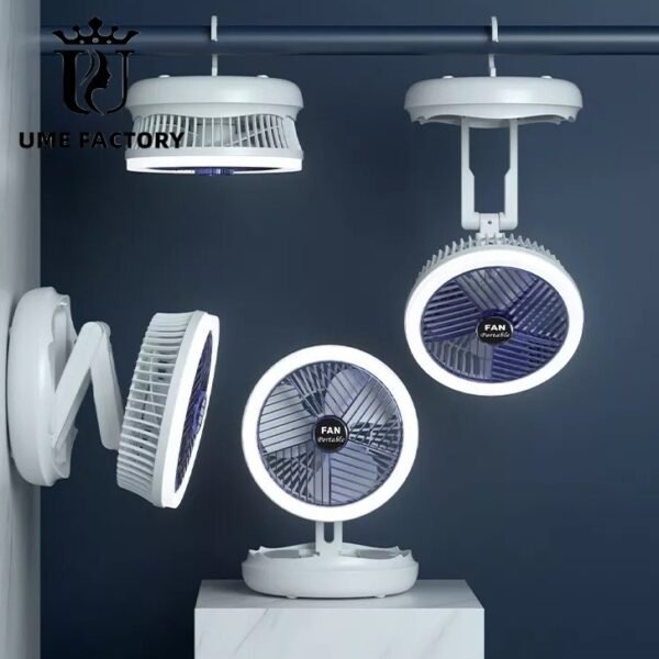 VENTILADOR LAMPARA colgable recargable pilas 20cm jk-f665