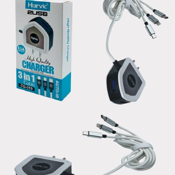 CARGADOR multipuerto  tripe usb cable 5en1 para 2usb