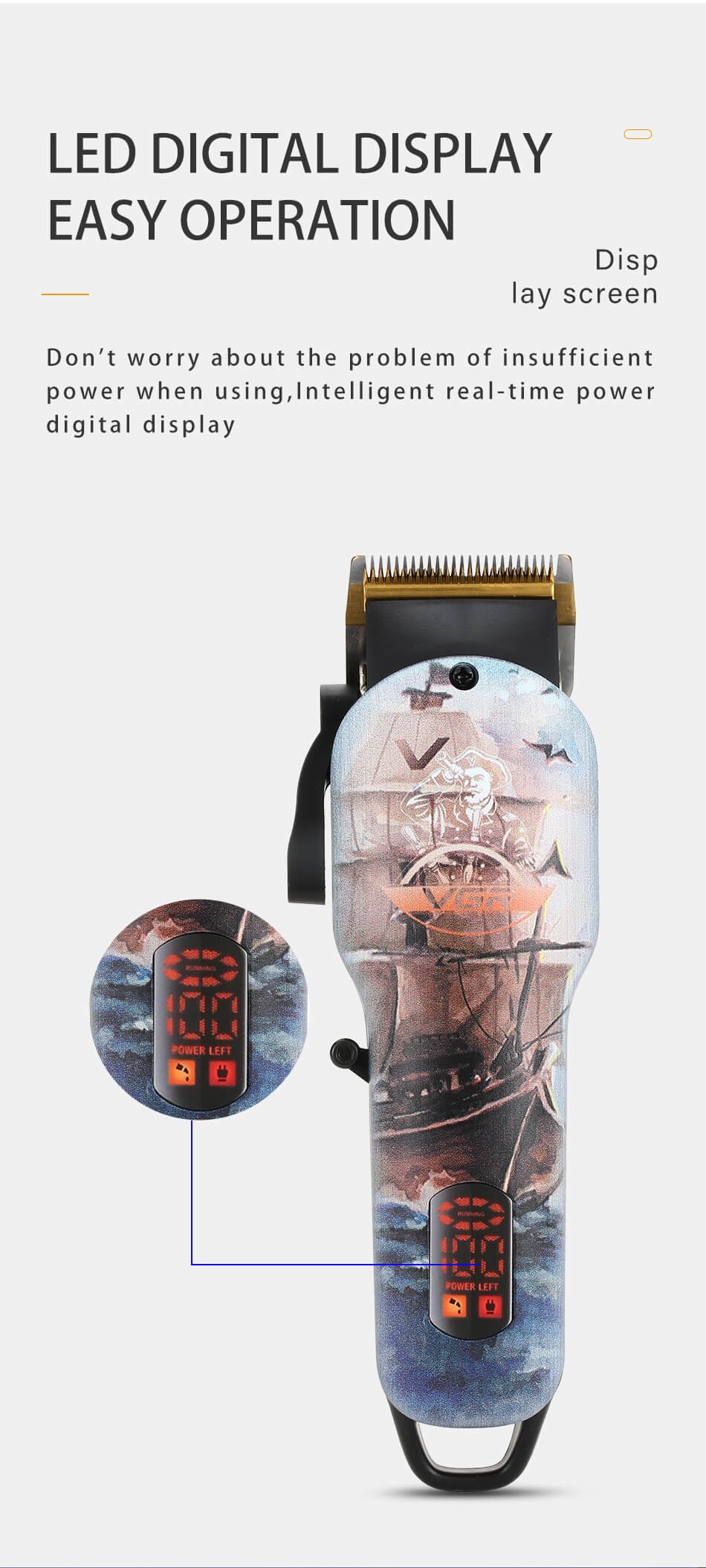 MAQUINA peluquera vgr v-689 profesional con pantalla - Imagen 7