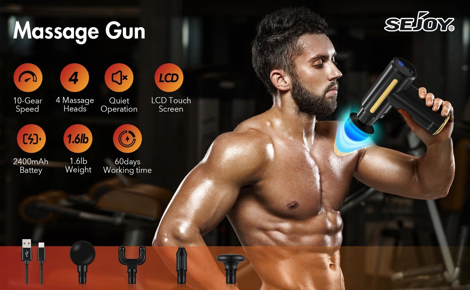 MASSAGEGUN massage SMART jy760plus - 14cm calor y frio - Imagen 4