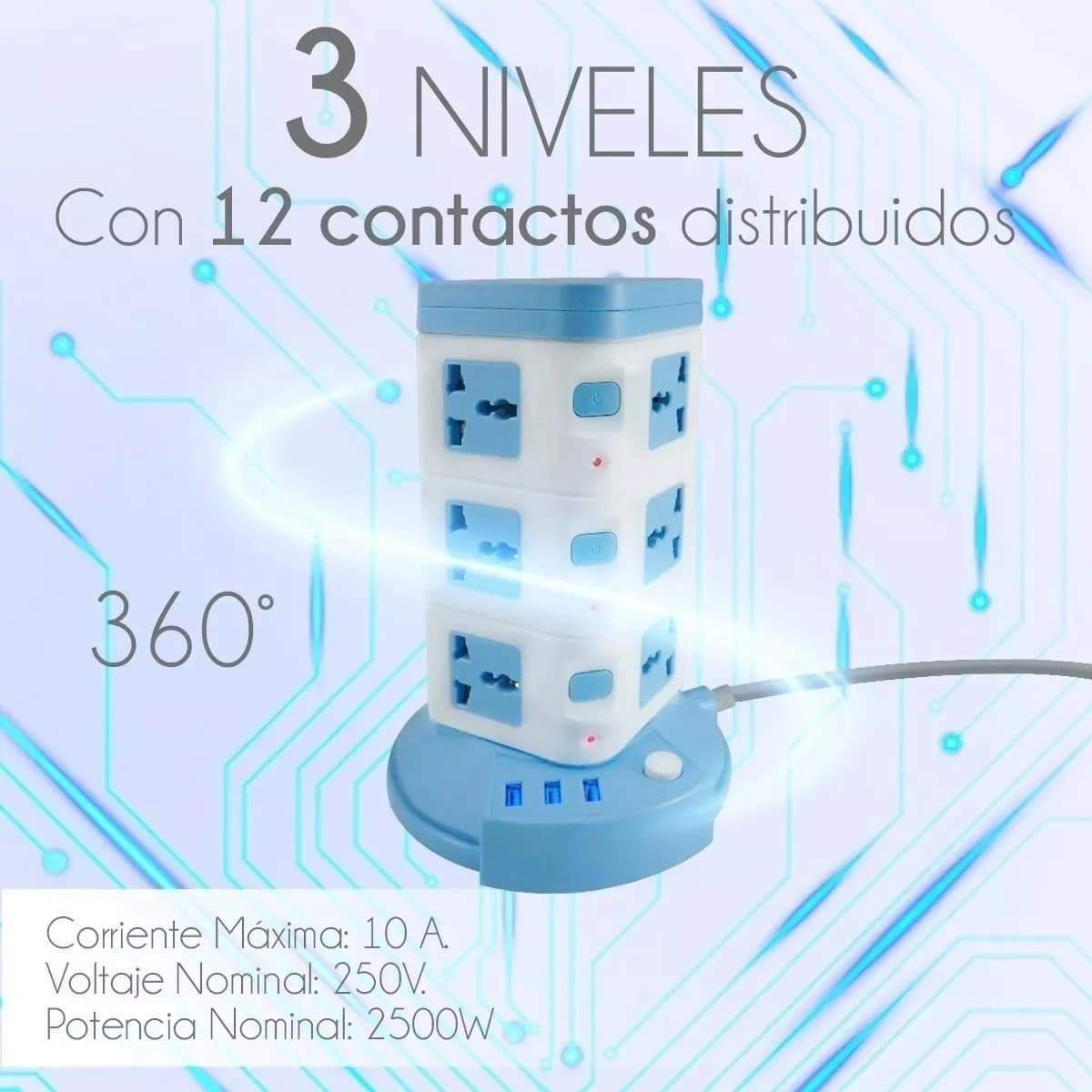 MULTITOMA Torre 12PUERTOS 3Usb LH-A03UL - Imagen 2