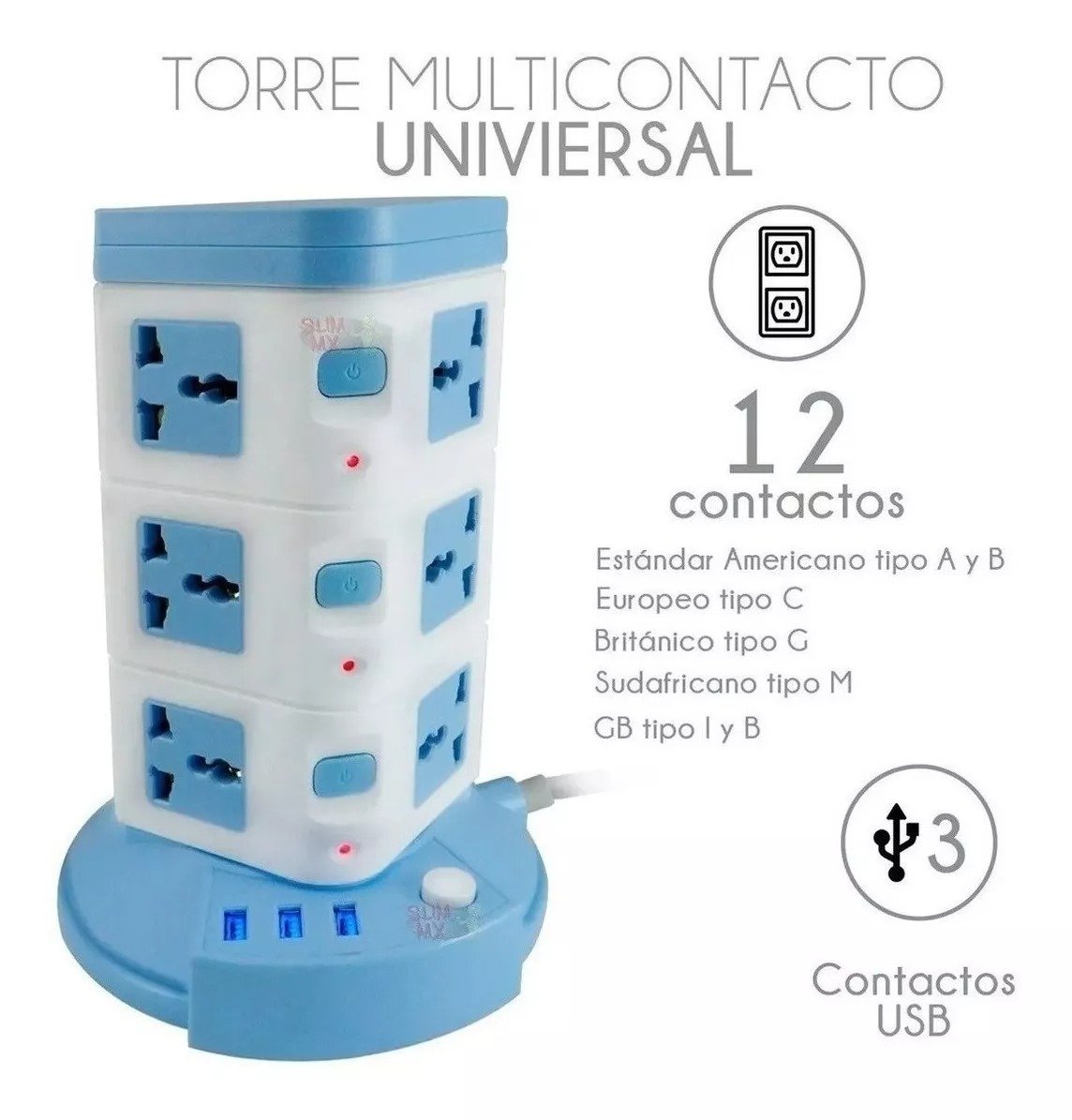 MULTITOMA Torre 12PUERTOS 3Usb LH-A03UL