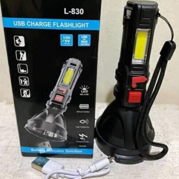 LINTERNA súper brillante L830 COB Mini USB indicador de carga linterna