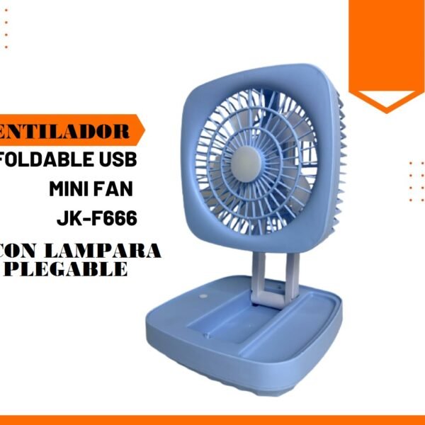 VENTILADOR LAMPARA colgable recargable pilas 20cm jk-f666