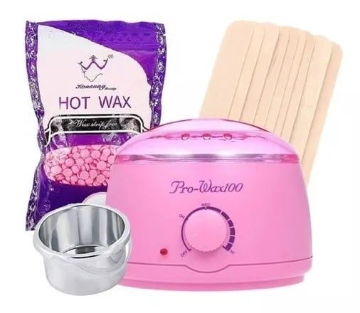 OLLA PARA CERA kit perlas y apliacadores madera pro wax100