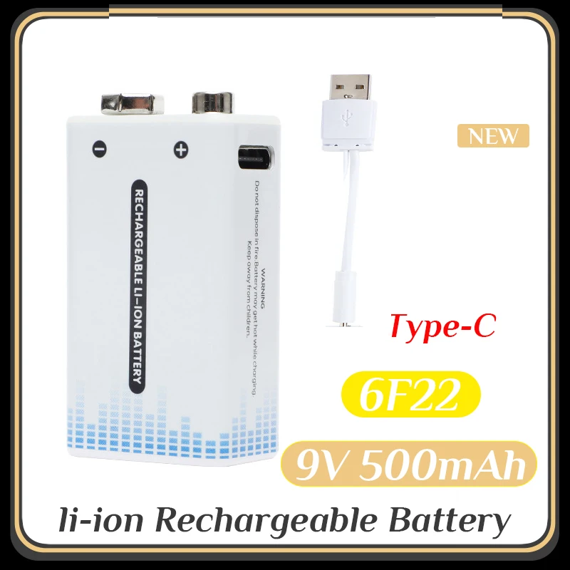 PILA RECARGABLES 9V usb cuadrada - Imagen 2