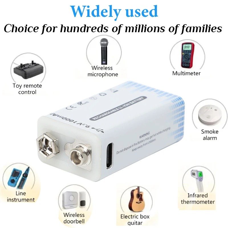 PILA RECARGABLES 9V usb cuadrada - Imagen 5