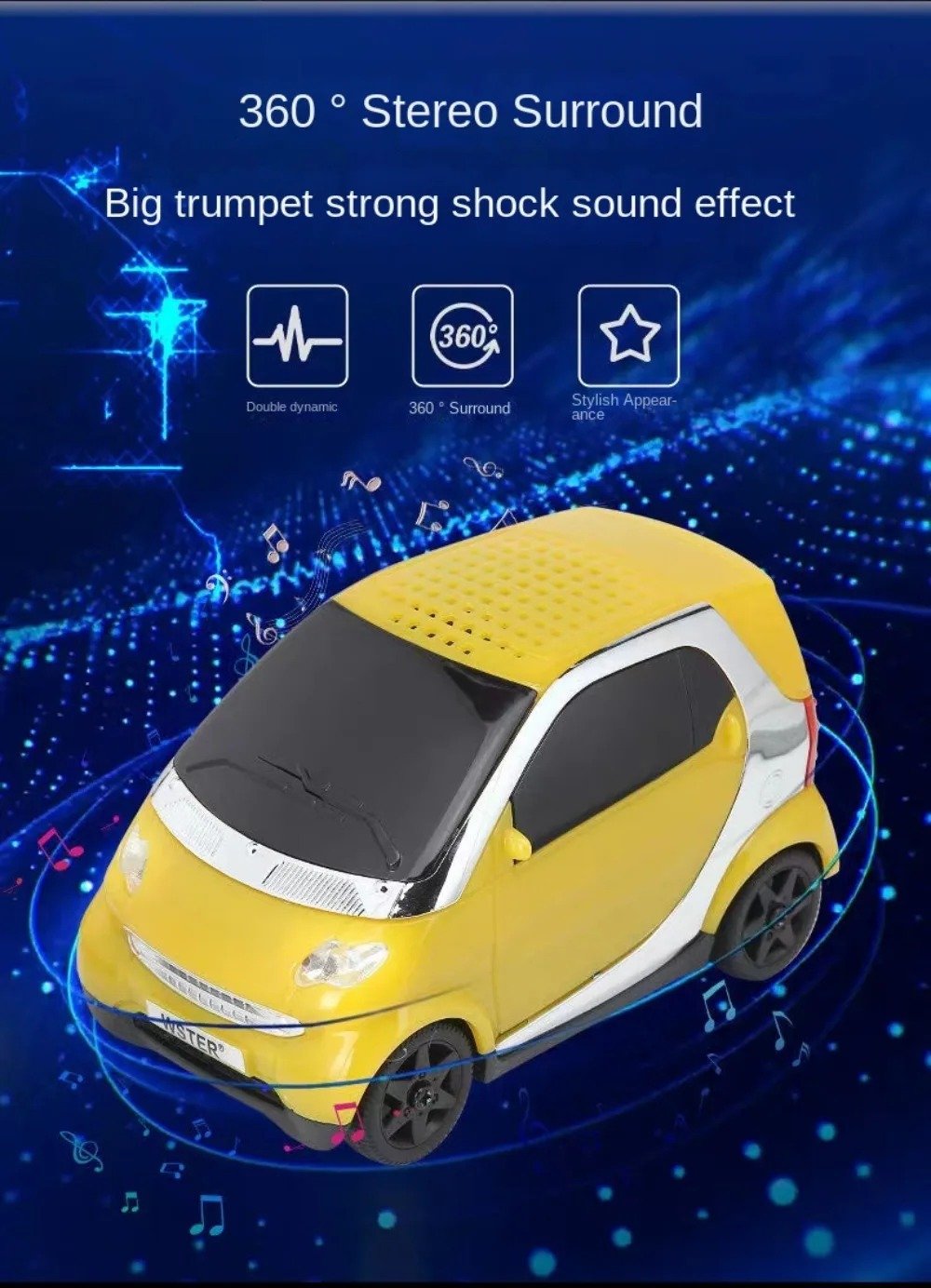 PARLANTE altavoz 5w Bluetooth WS-233 wster car coupe 14cmx8cm - Imagen 4