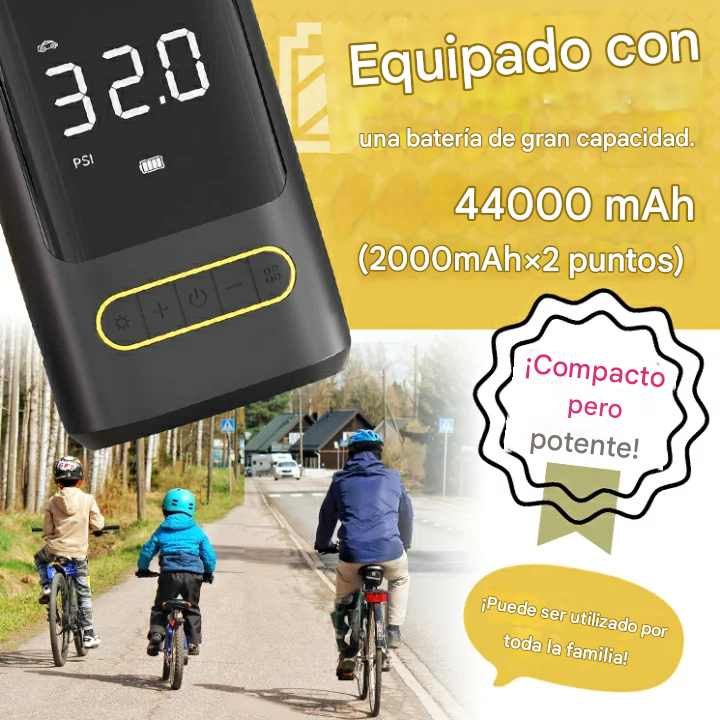 COMPRESOR CAR AIR PUMP ATJ-8466 mini inflador recargable de 130 psi, negra, 4000 mah - Imagen 5