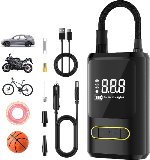 COMPRESOR CAR AIR PUMP ATJ-8466 mini inflador recargable de 130 psi, negra, 4000 mah - Imagen 2