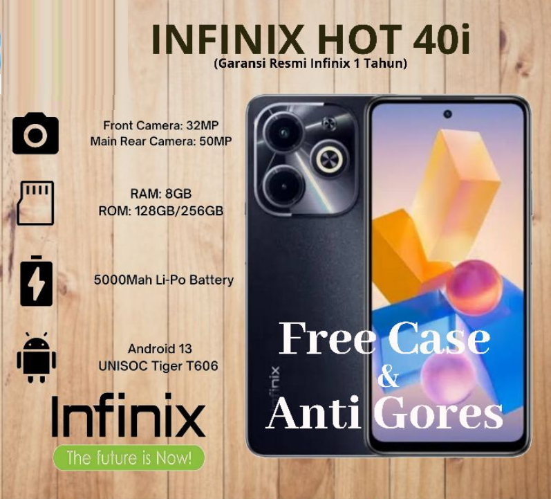 CELULAR Infinix Hot 40i Negro Dual Sim 128Gb 4+4Gb Ram 5000Mah 90Hz 50Mp - Imagen 2